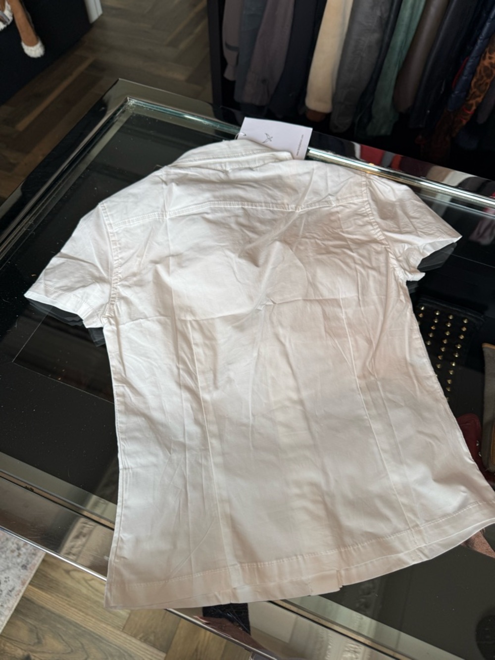 White Pleated V-Neck Button Front Top - Picture 8 of 8
